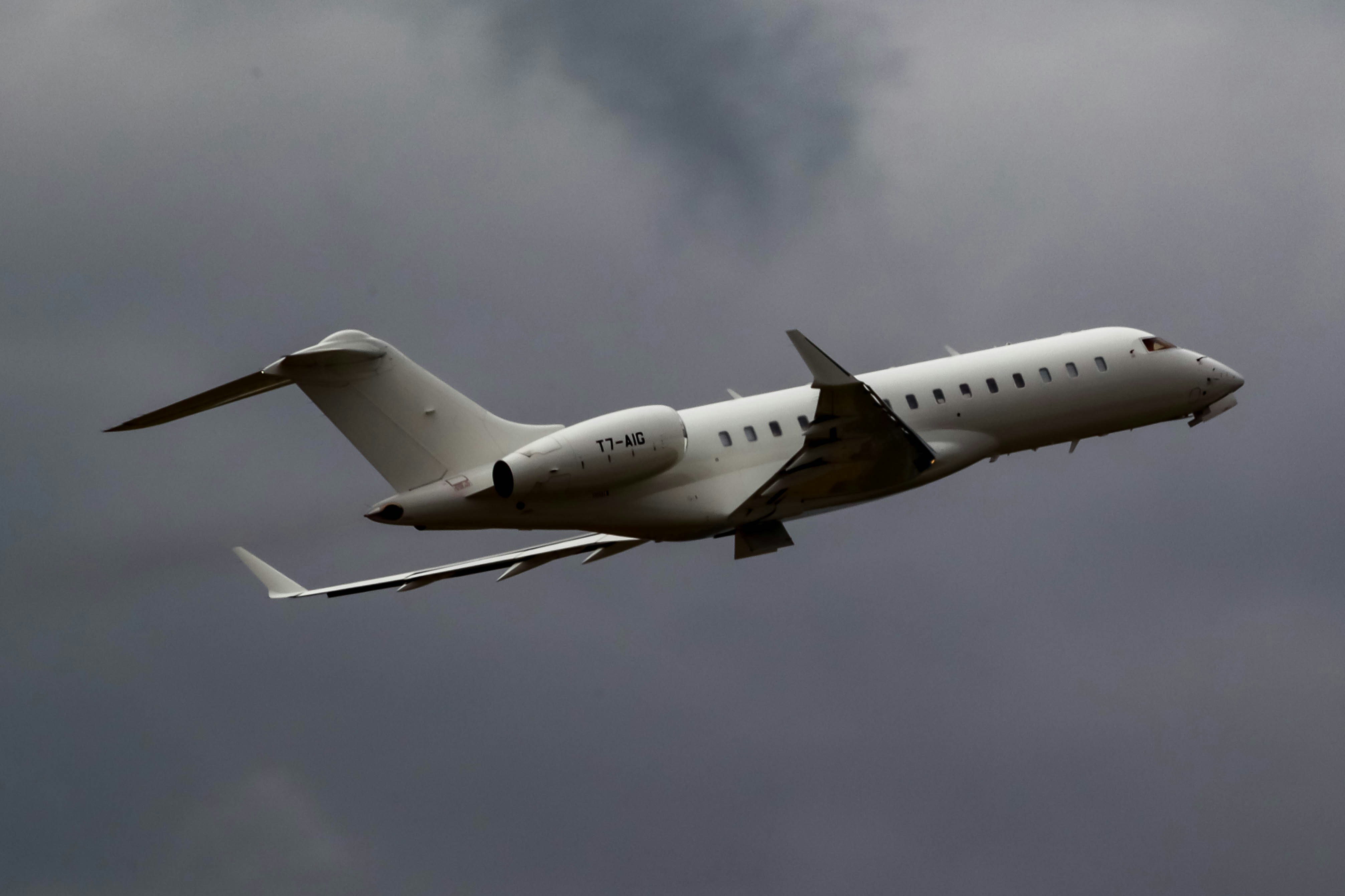 Bombardier Global 6000 taking off at Geneva airport